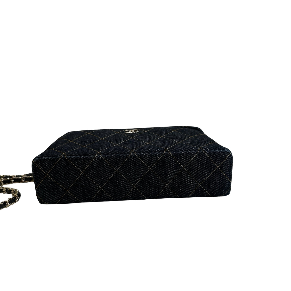 Used CHANEL Quilted Denim Denim Vanity Bag Vanity case Blue