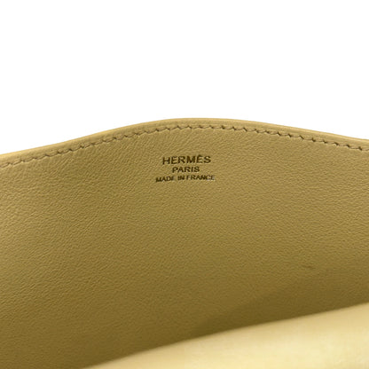 HERMES Leather Halzan Shoulder Bag Yellow Lime