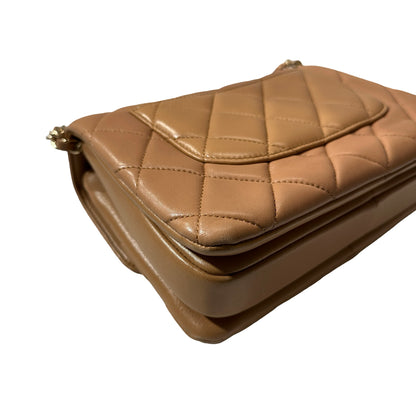 Used CHANEL Lambskin Leather Trendy CC Small Shoulder Bag Beige GHW