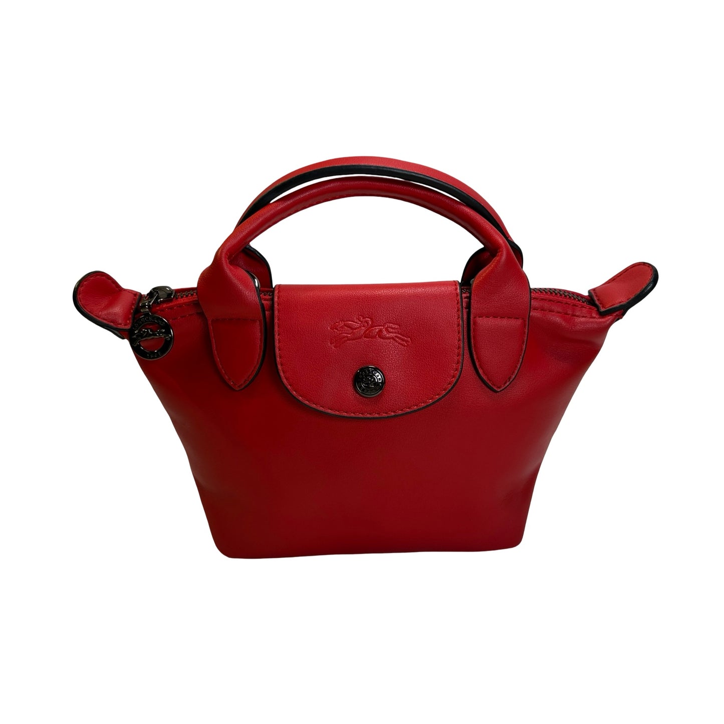 Used LONGCHAMP Leather Le Pliage Handbag Red