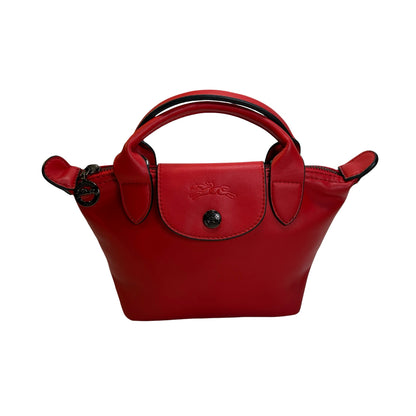 Used LONGCHAMP Leather Le Pliage Handbag Red