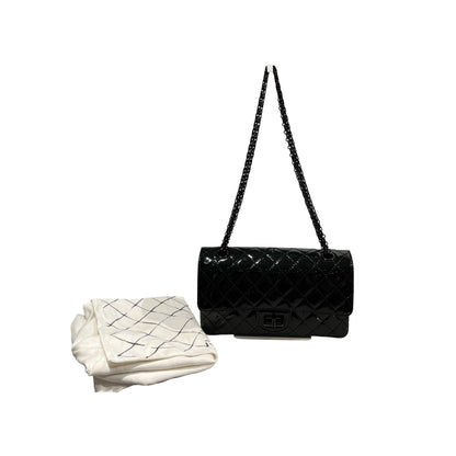 Used CHANEL Patent Leather 22A 2.55 Small 24 Shoulder Bag So black
