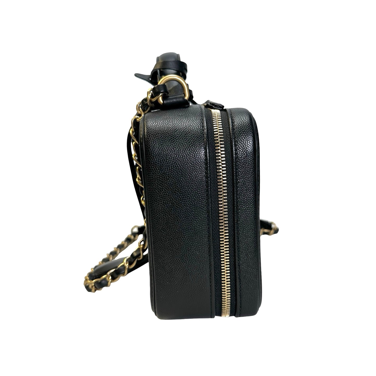 Used CHANEL Quilted Caviar CC Filigree Vanity Case Vanity case Black
