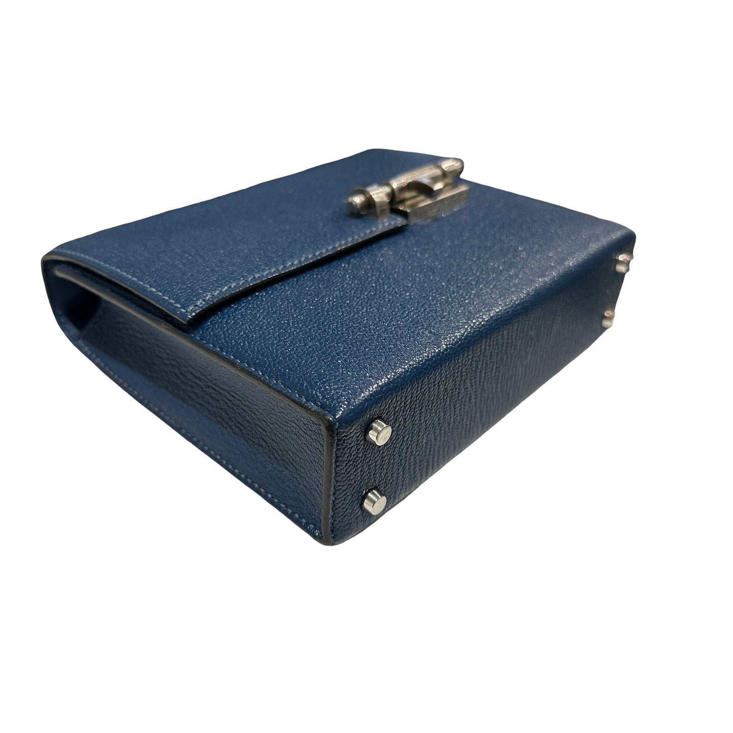 Used HERMES Chevre Mini Verrou Crossbody Bag 73 Bleu Salhir PHW
