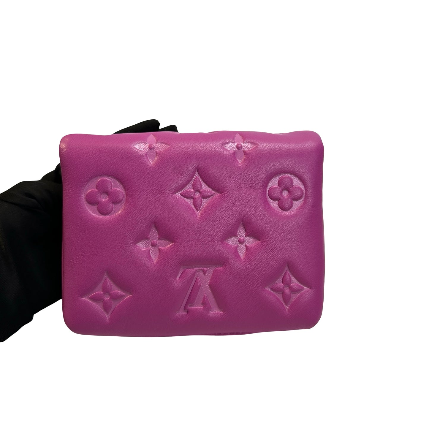 Used LOUIS VUITTON Monogram Embossed Lambskin Coussin Mini Bag Purple， GHW