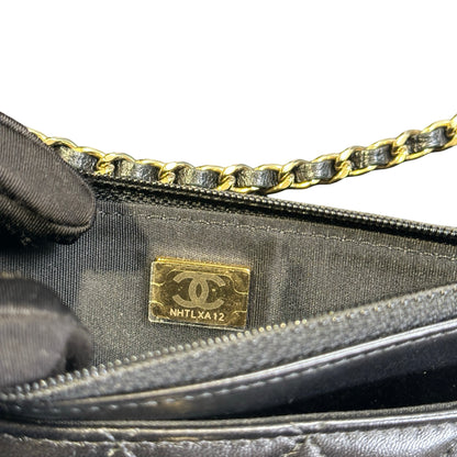 Used CHANEL Quilted Leather Wallet On Chain Wallet on chain Black