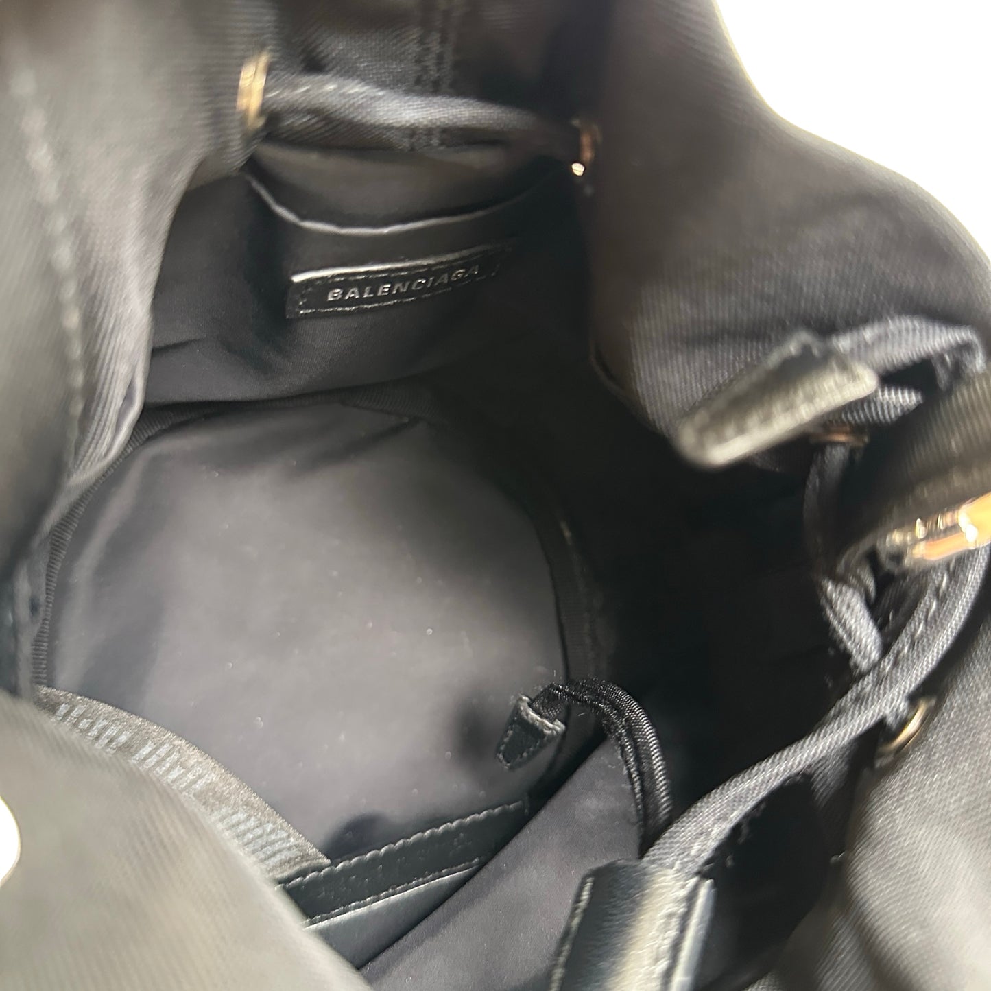 Used BALENCIAGA Logo Wheel Drawstring Bag Black Pink
