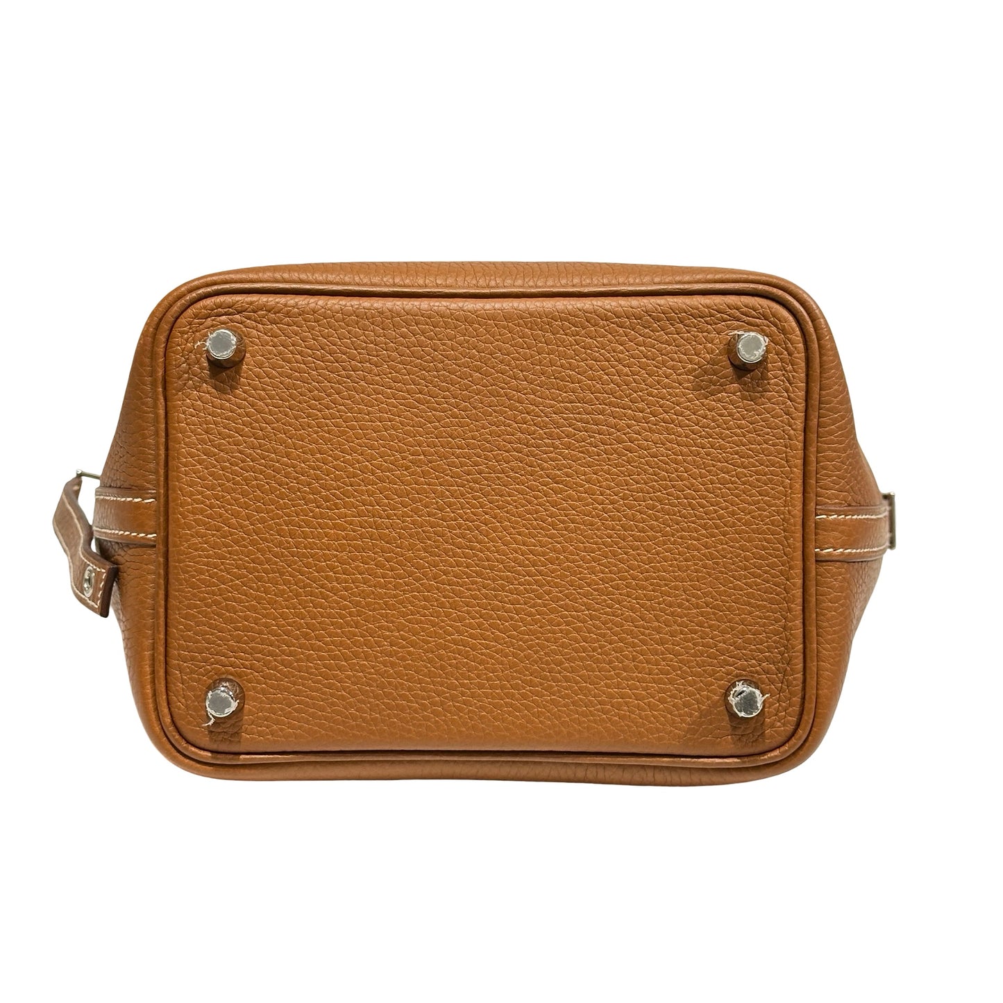 Used HERMÈS Clemence leather Picotin Handbag Brown PHW