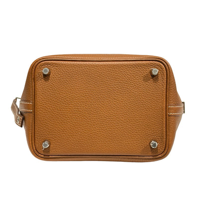 Used HERMÈS Clemence leather Picotin Handbag Brown PHW