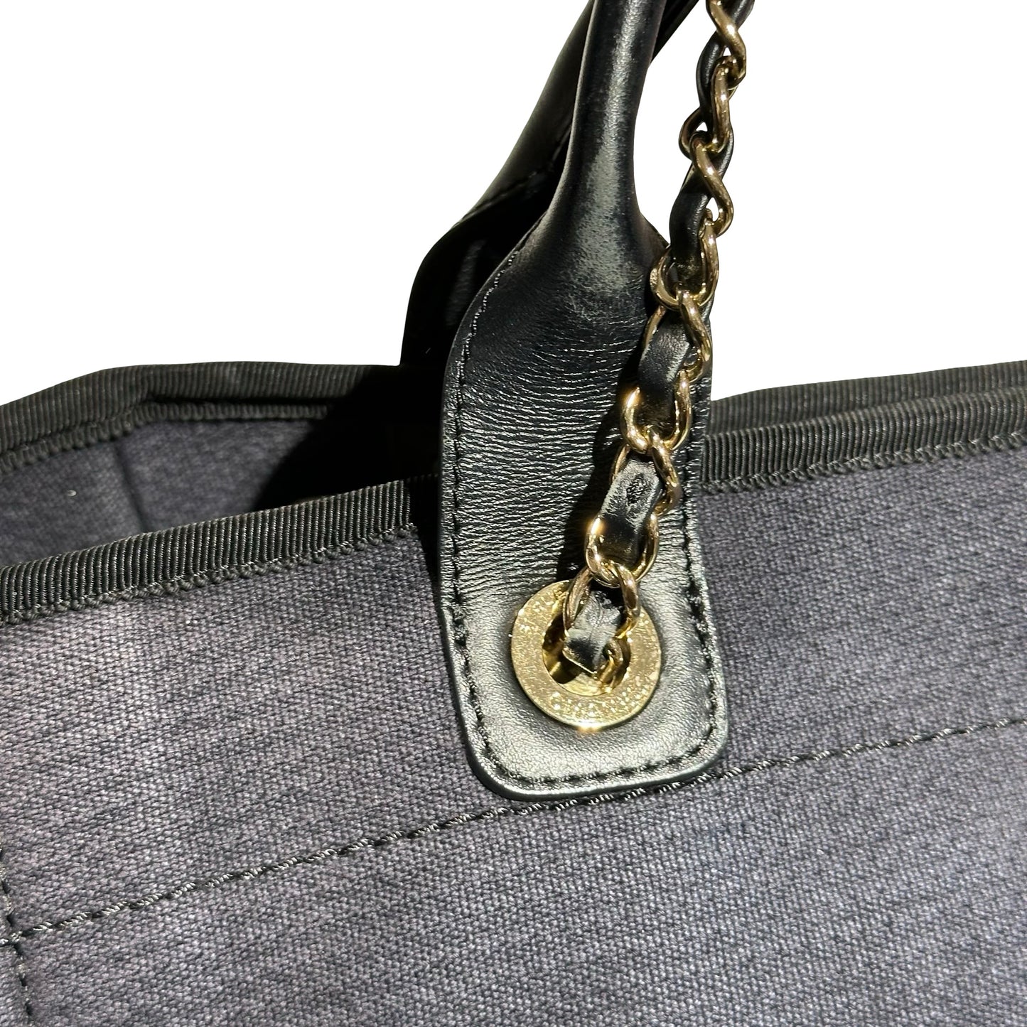 Used CHANEL Canvas Deauville Tote Bag Black GHW