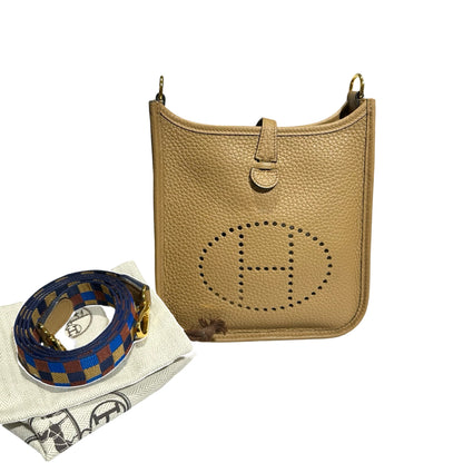 Used HERMÈS MINI EVELYNE Shoulder Bag Brown GHW