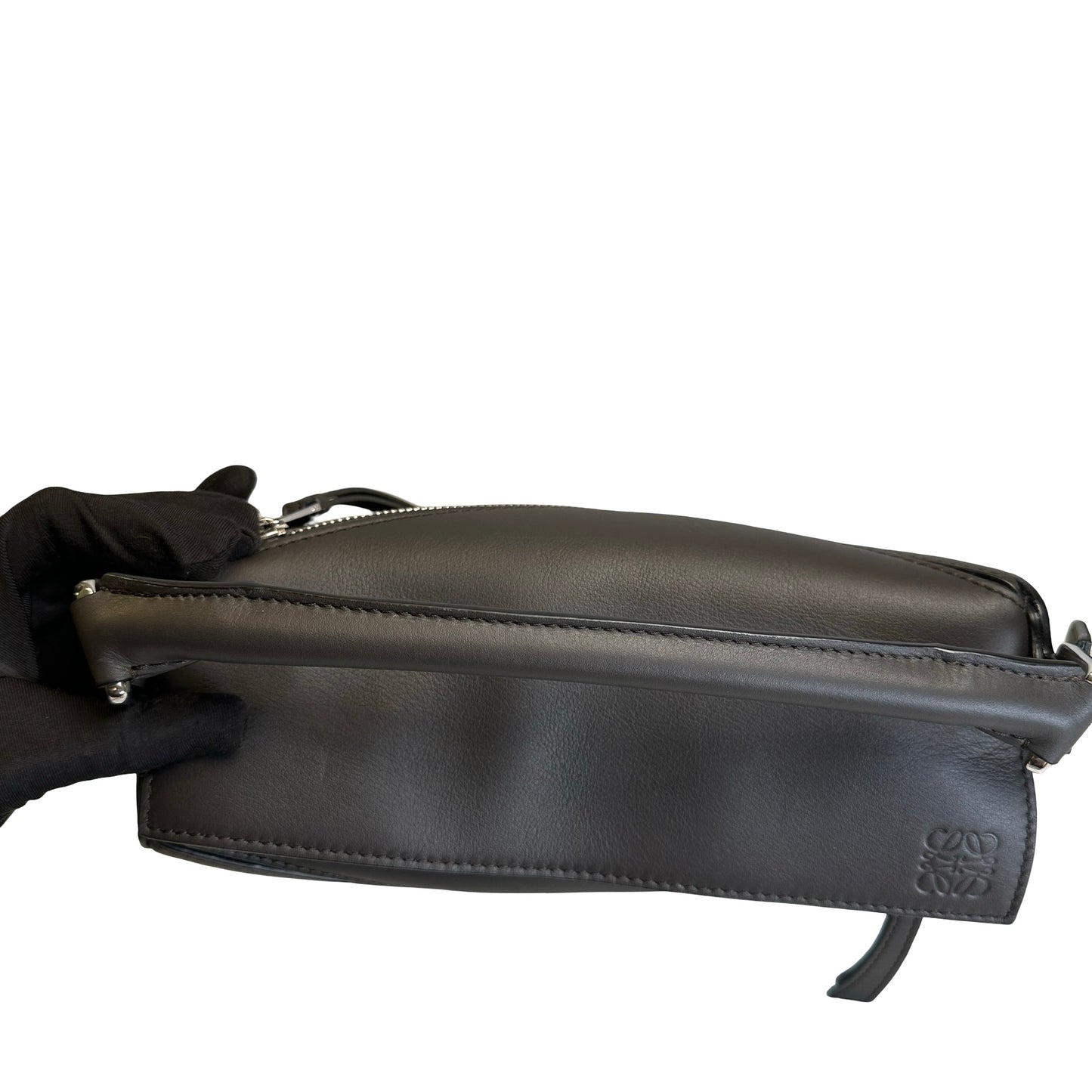 Used LOEWE Calfskin Puzzle Bag Small Shoulder Bag Black Orange Green