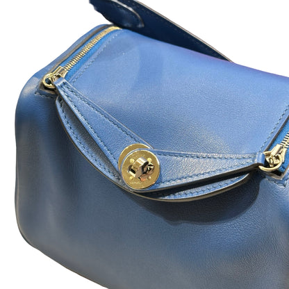 Used HERMES Swift Mini Lindy Handbag Blue PHW