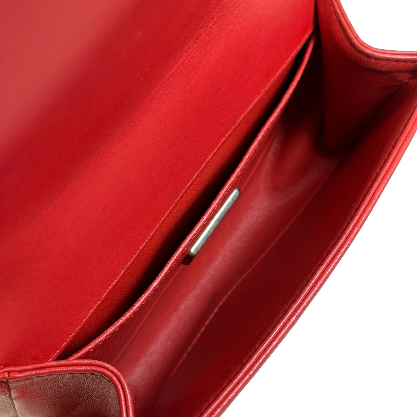 Used CHANEL Stingray Leather Boy Crossbody Bag Red