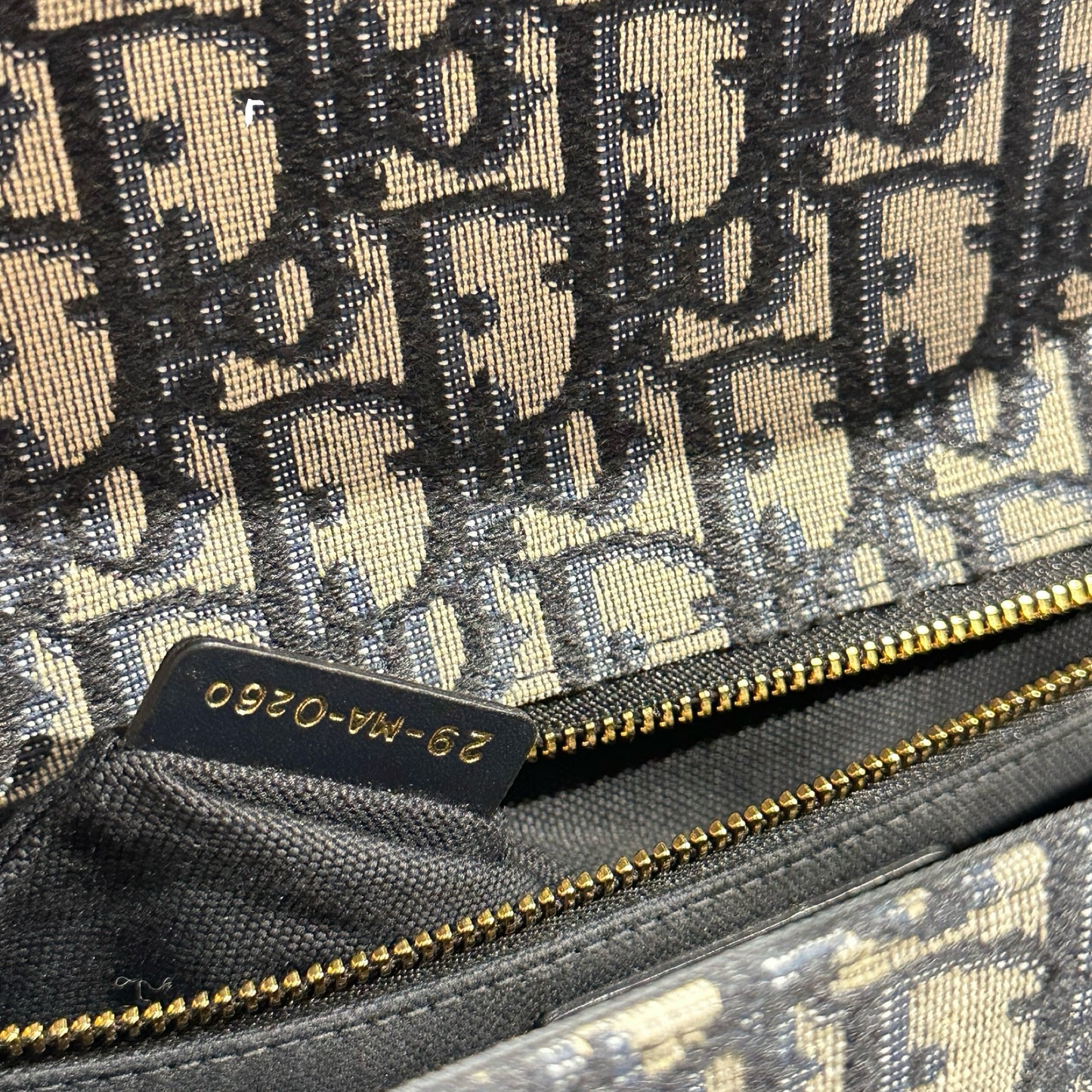 Used DIOR Canvas MONTAIGHE 30 Cross Body Bag Navy Blue GHW