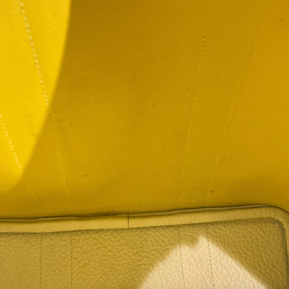 Used HERMES Canvas Leather Garden File Tote Bag Yellow White