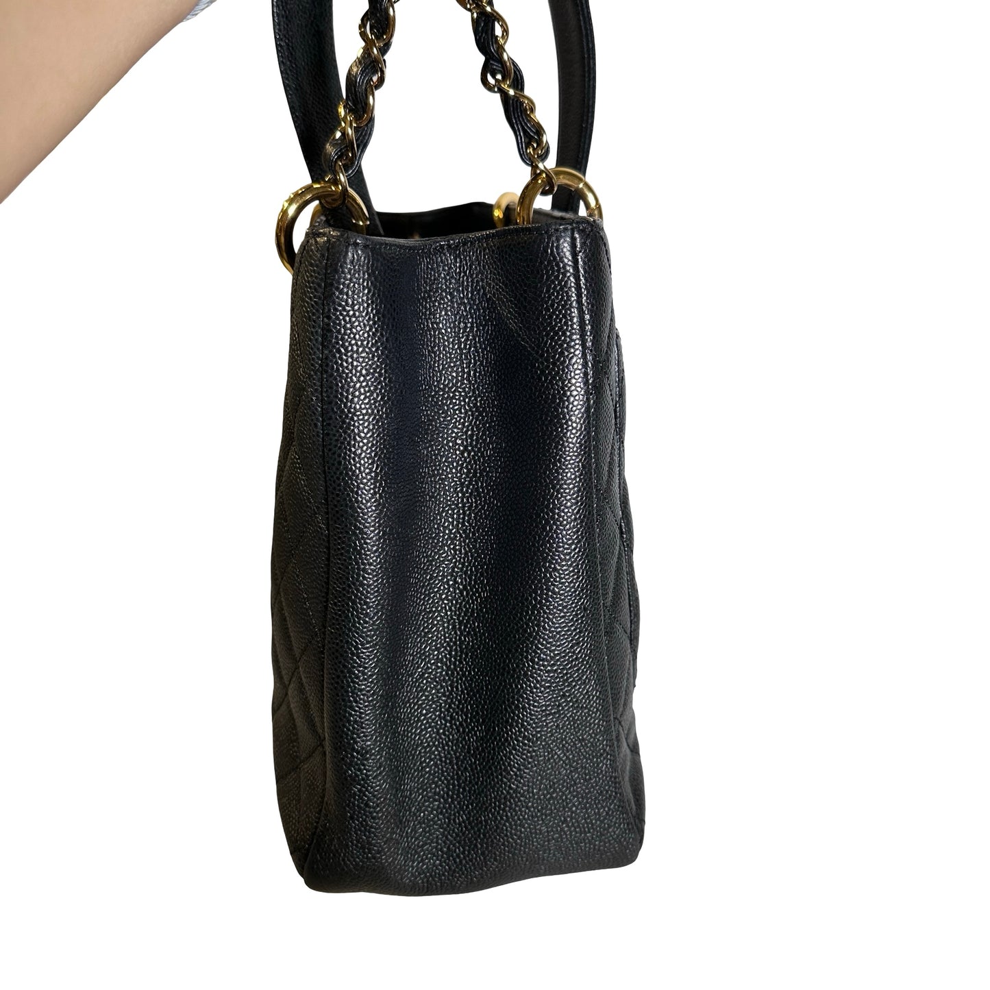 Used Chanel Caviar Leather GST Tote Bag Black GHW