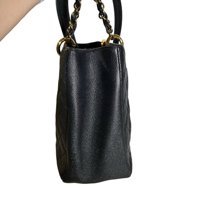 Used Chanel Caviar Leather GST Tote Bag Black GHW