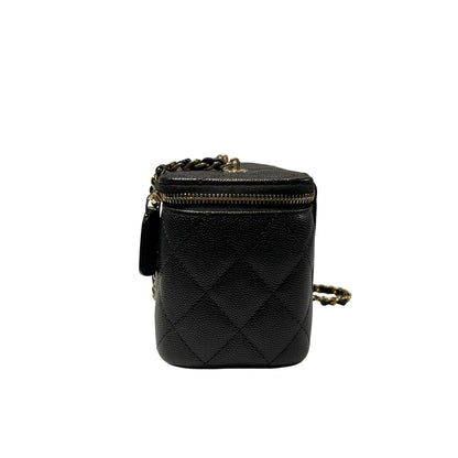 Used CHANEL Vanity Case Cross Body Bag Black GHW