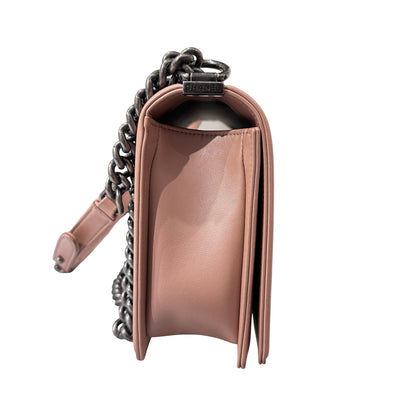 Used CHANEL Lambskin Leather Boy Large Chain Shoulder Bag