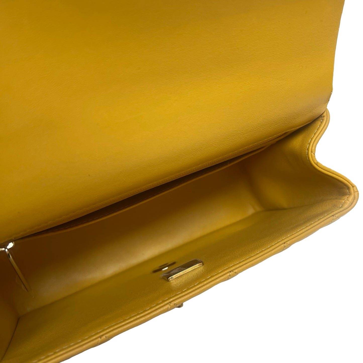 Used Chanel Mini CF 20 With Top Handle Shoulder Bag Yellow GHW