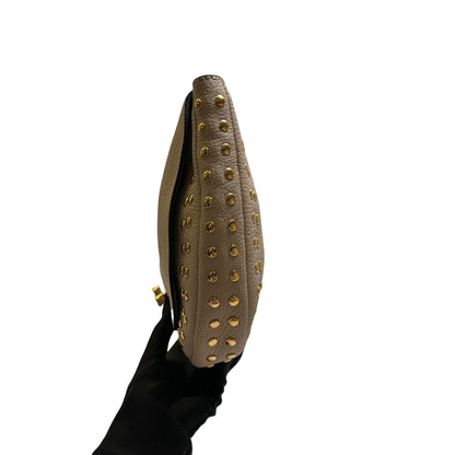 Used MARNI Leather Studded Trunk Bag Crossbody Bag Beige Gold