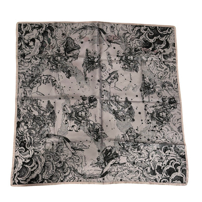 Used DIOR Silk Zodiac Silk Scarf Scarf Pink Black