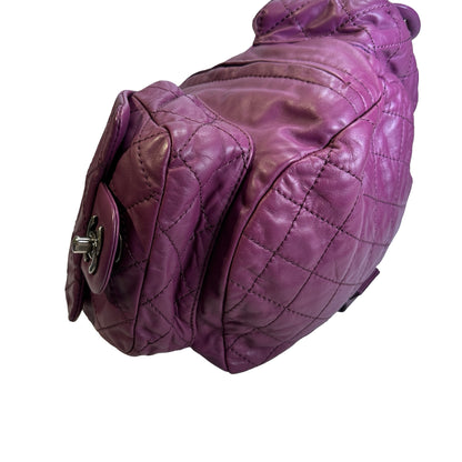 Used CHANEL Quilted Leather Backpack Backpack Purple