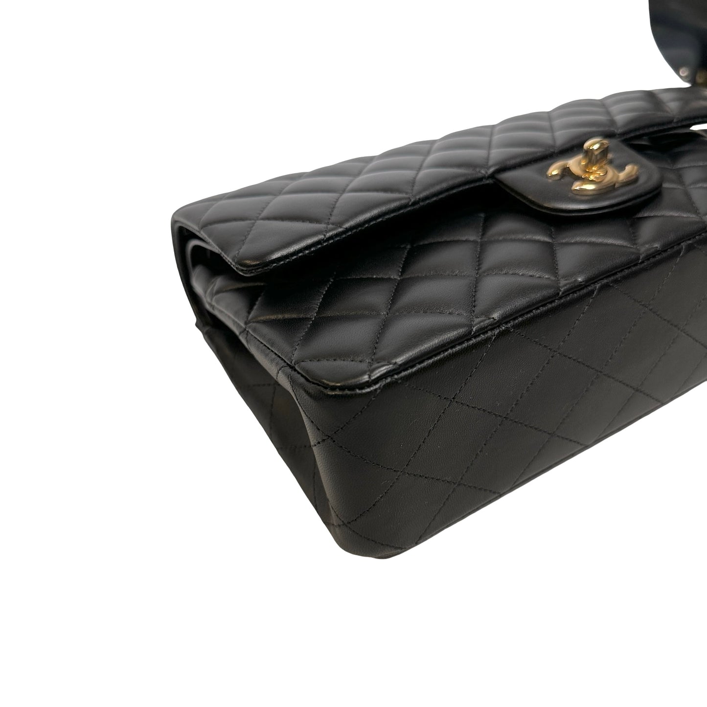 Used CHANEL Lambskin CF 25 Clambskin Chain Shoulder Bag Black