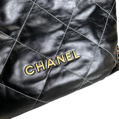 Used CHANEL Lambskin 22 Backpack Backpack Black GHW