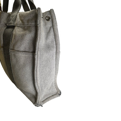 Used HERMES Canvas Fourre Tout Tote Bag Grey Black