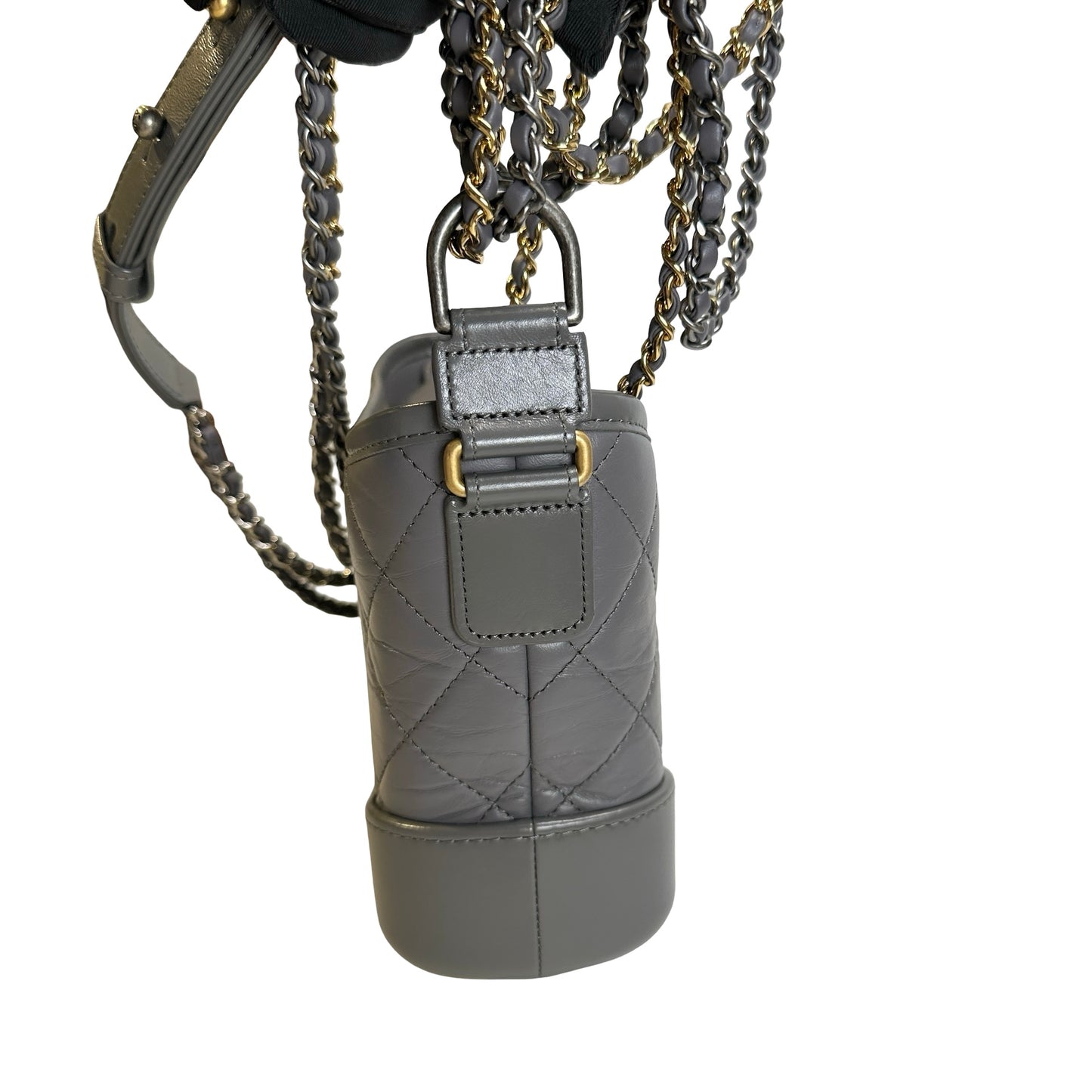 Used CHANEL Quilted Leather Gabrielle Hobo Bag Grey