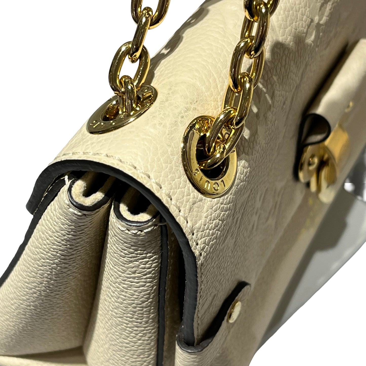 Used LOUIS VUITTON Monogram Empreinte Leather Vavin BB Shoulder Bag Ivory GHW