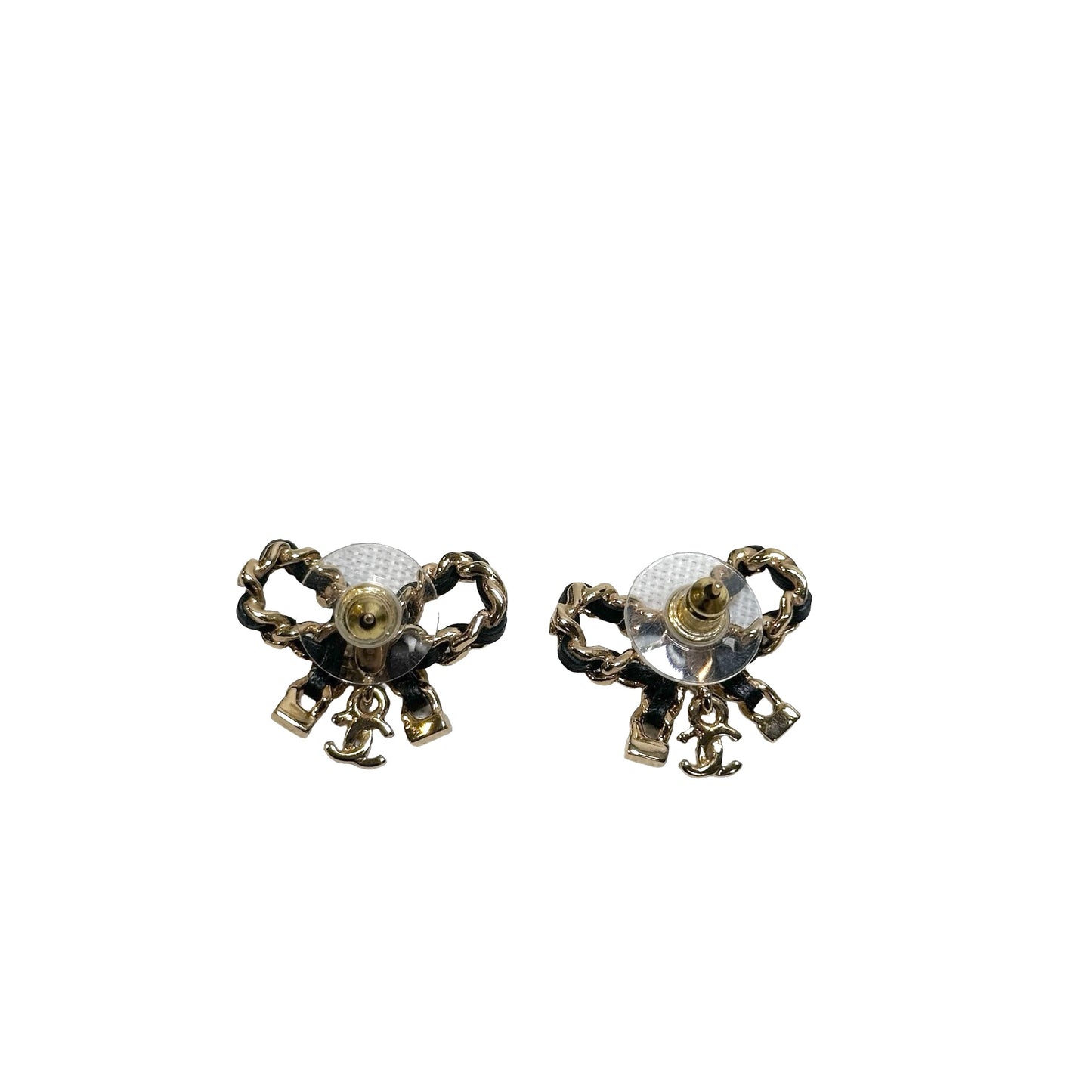 Used Chanel Lambskin Leather Earrings GHW