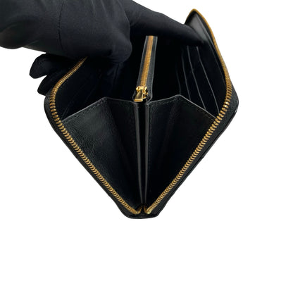 Used BALENCIAGA Quilted Leather Quilted Wallet Long wallet Black Gold