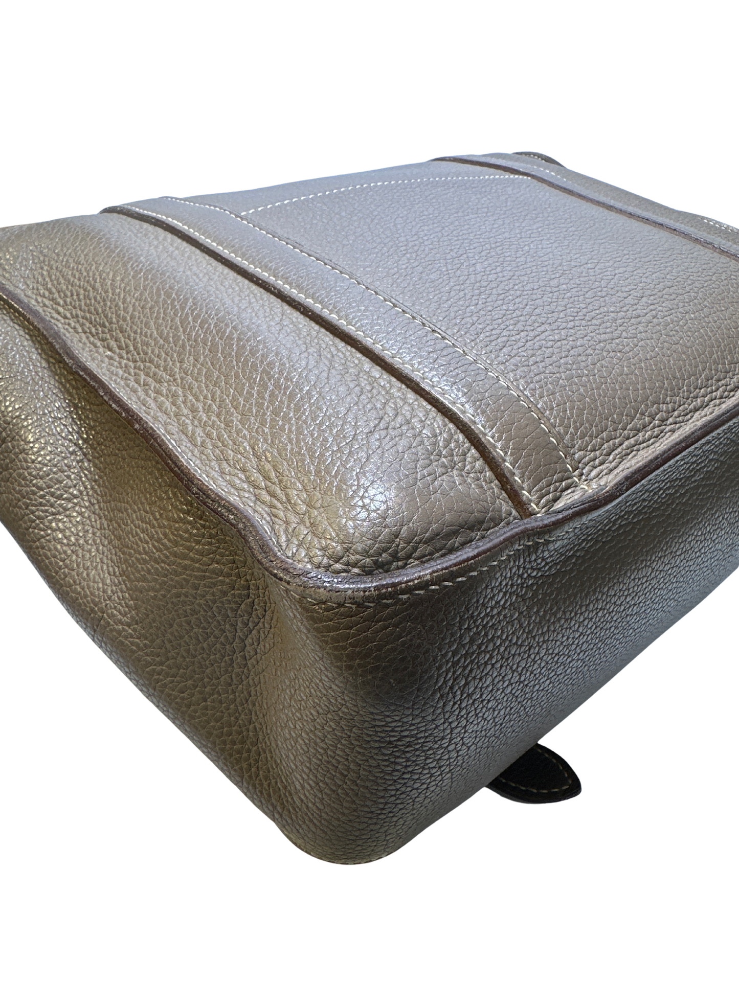 HERMES Clemence Leather Steve 35 Shoulder Bag Brown PHW