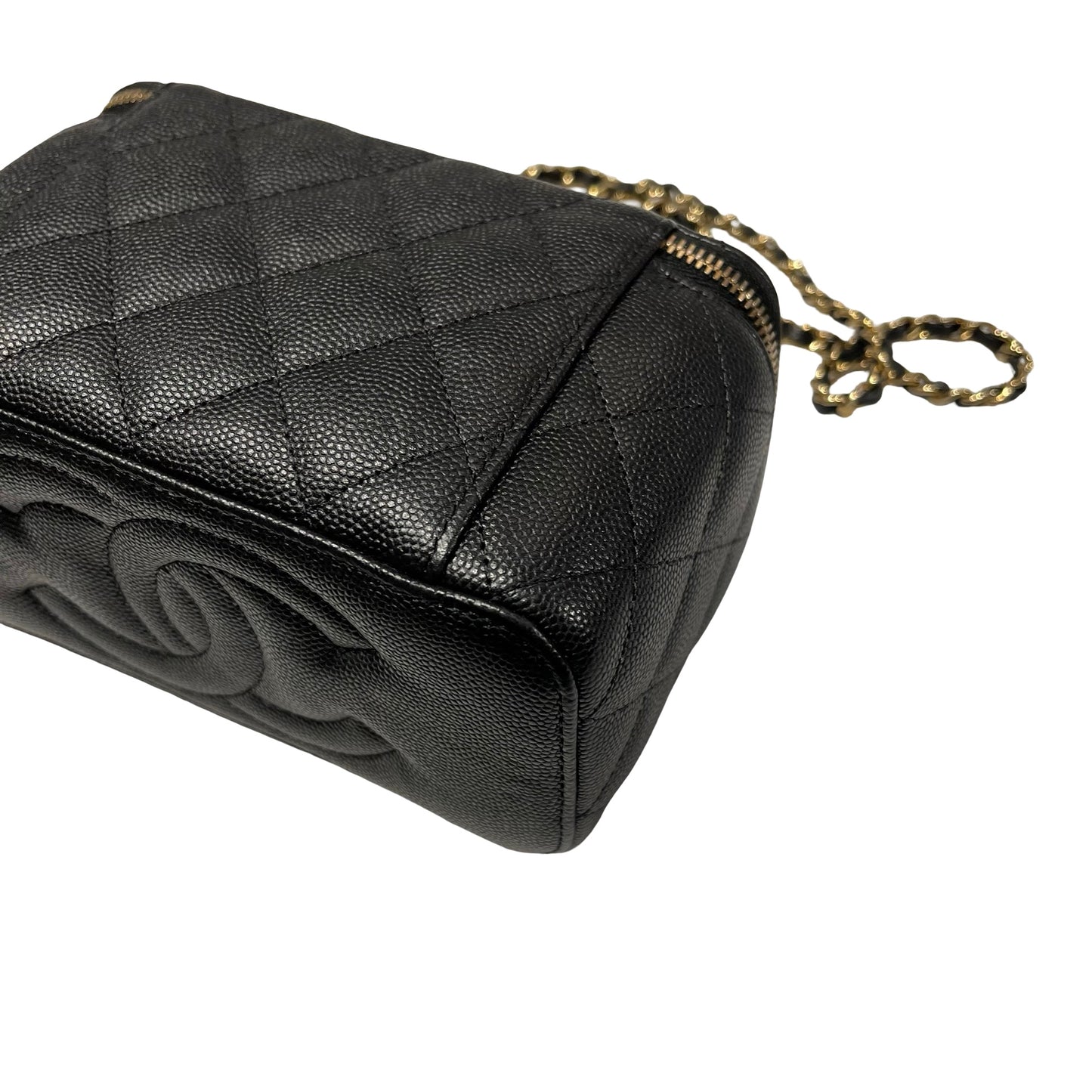 Used CHANEL Vanity Case Cross Body Bag Black GHW