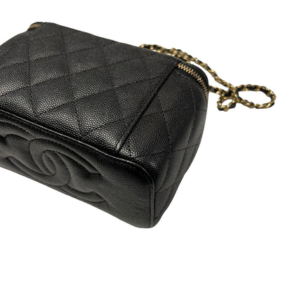 Used CHANEL Vanity Case Cross Body Bag Black GHW