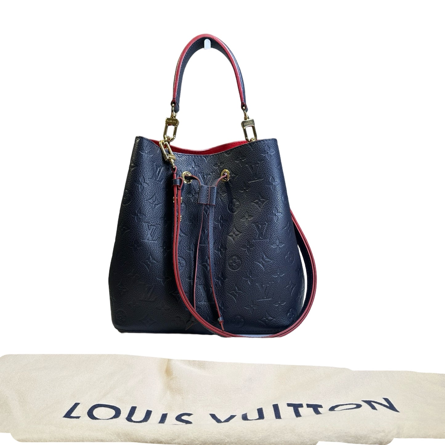 Used LOUIS VUITTON Monogram Empreinte NéoNoé Bucket Bag Navy Blue
