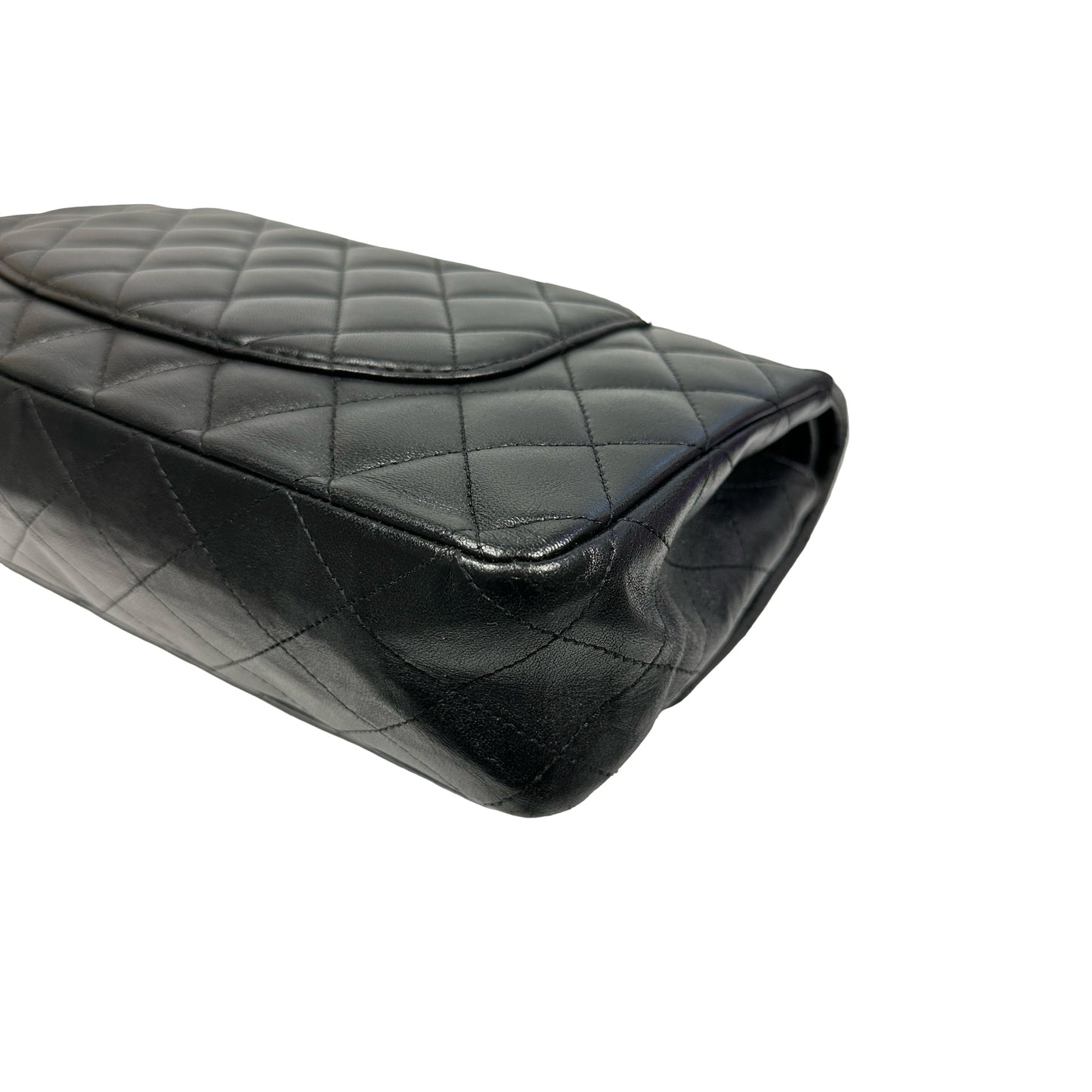 Used Chanel Calfskin Leather CF 25 Shoulder Bag Black GHW