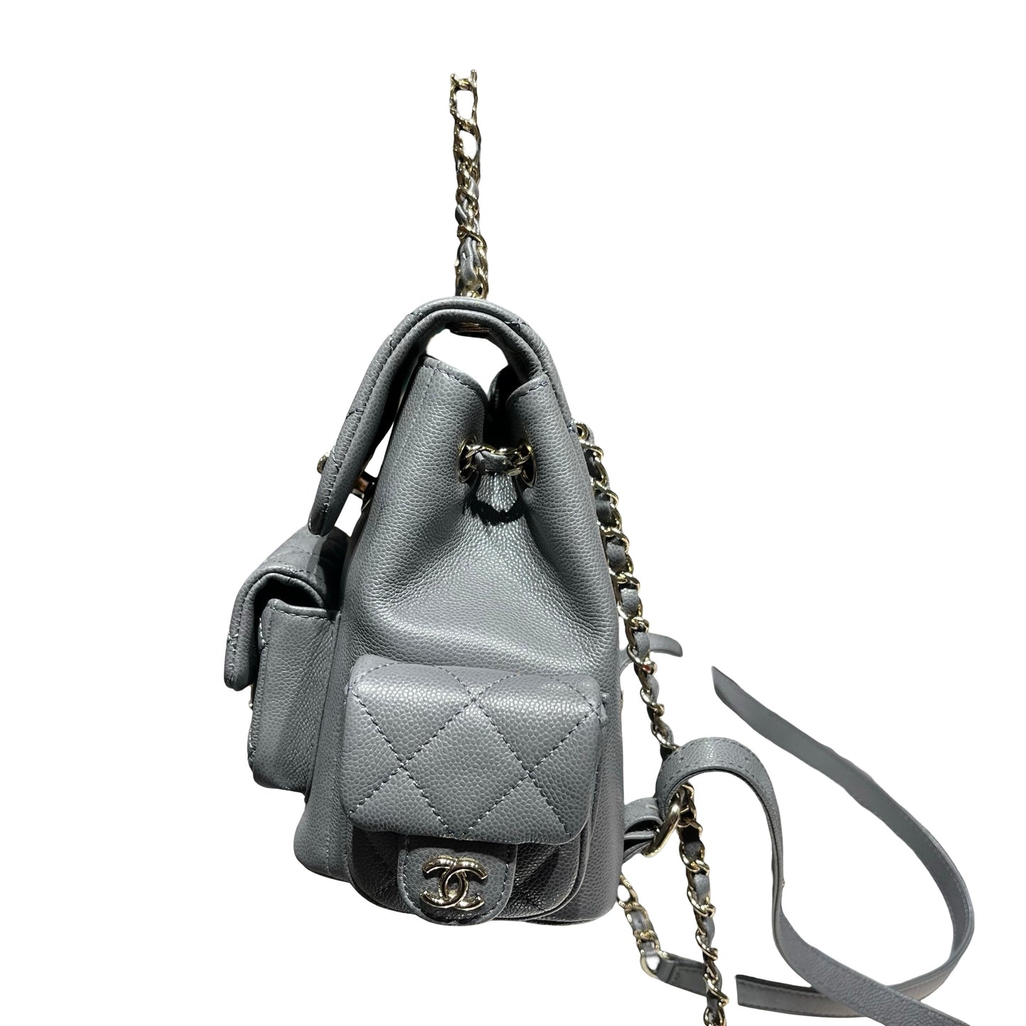 Used CHANEL Caviar Leather Small Duma Backpack Grey GHW
