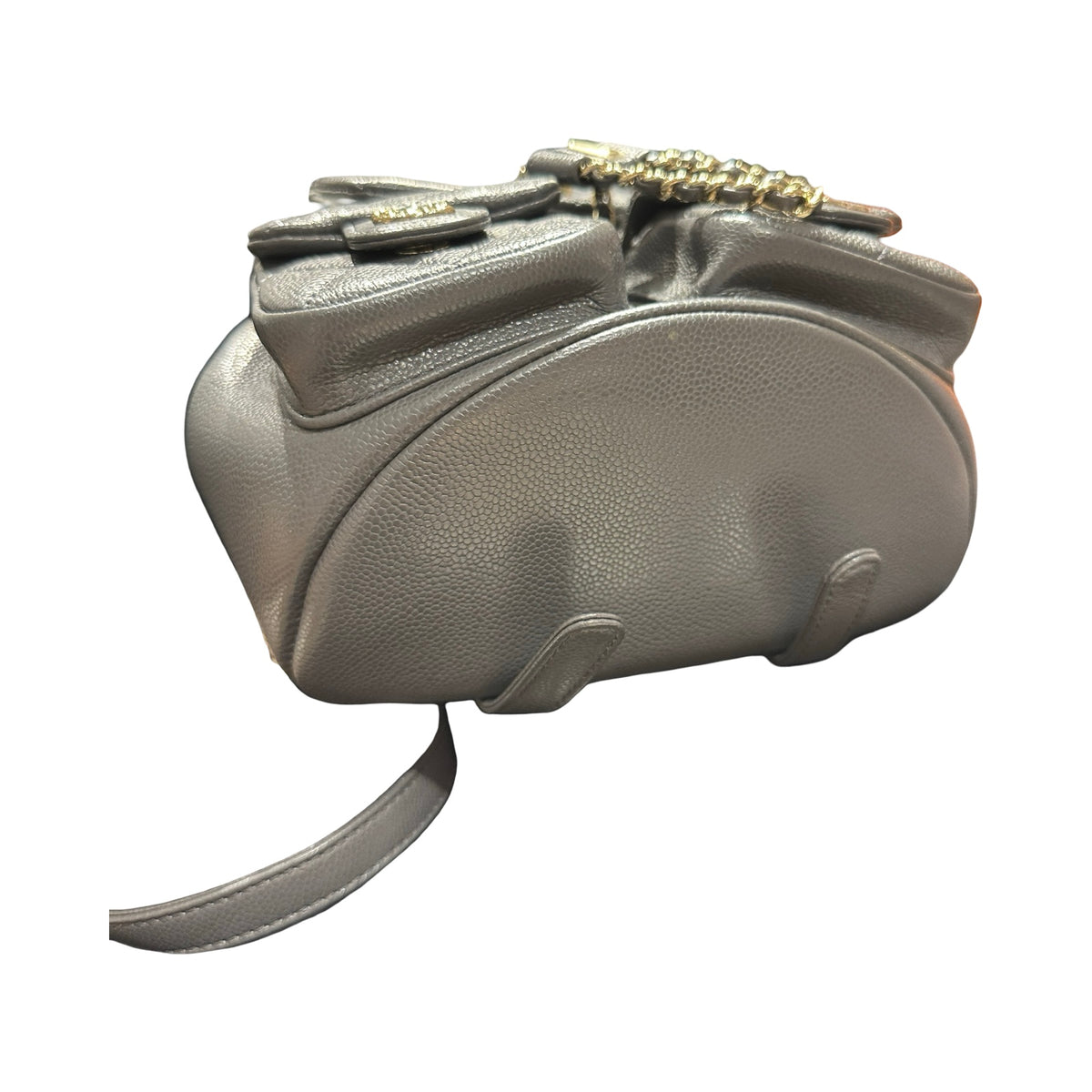 Used CHANEL Caviar Quilted Duma Backpack Mini Backpack Grey Gold