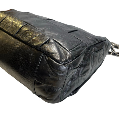 Used CHANEL Chocolate Bar Aged Calfskin 2.55 Reissue Flap Bag Chocolate Bar Chain Shoulder Bag Black，PHW