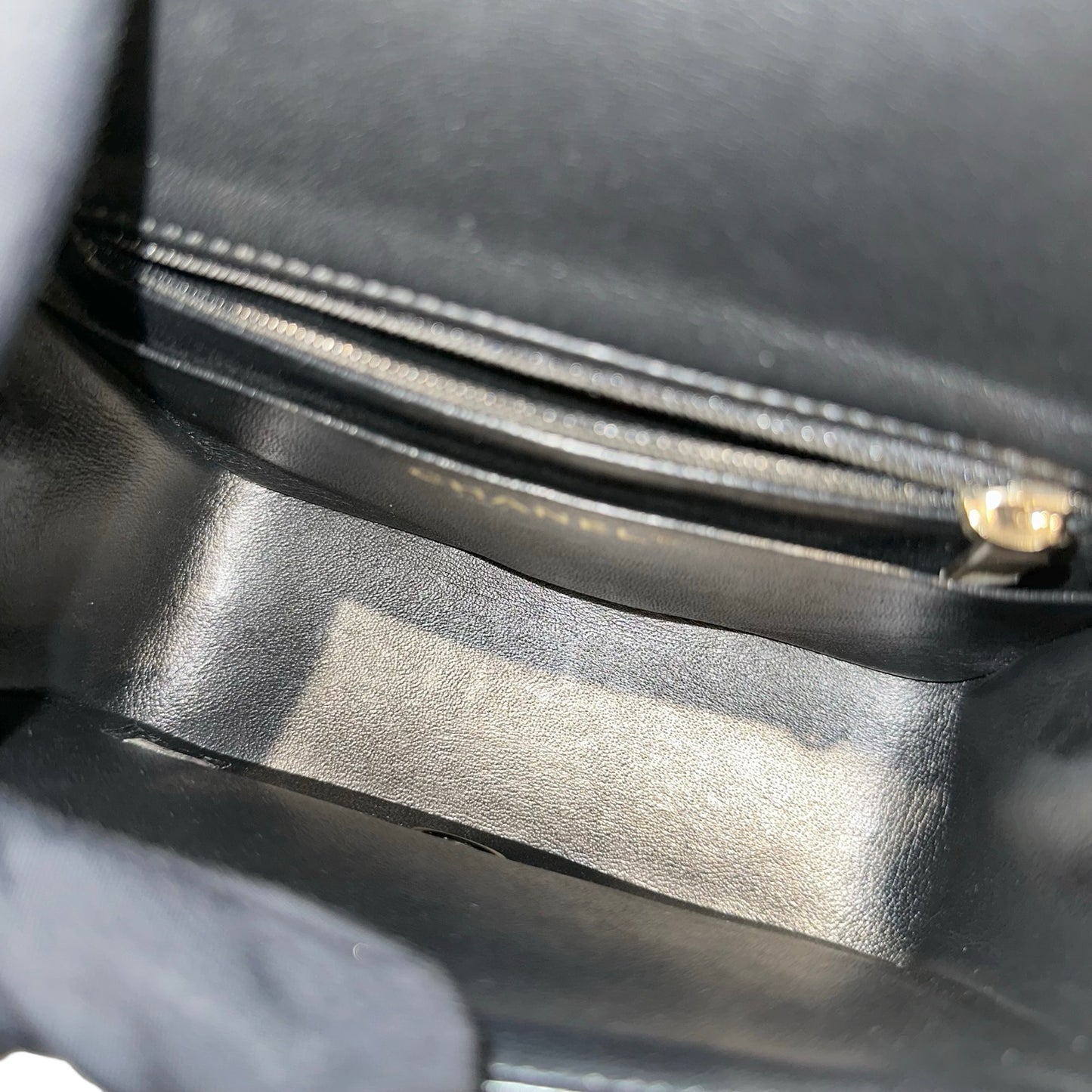 Used CHANEL Lambskin Leather Mini Flap 17cm Cross Body Bag Black GHW