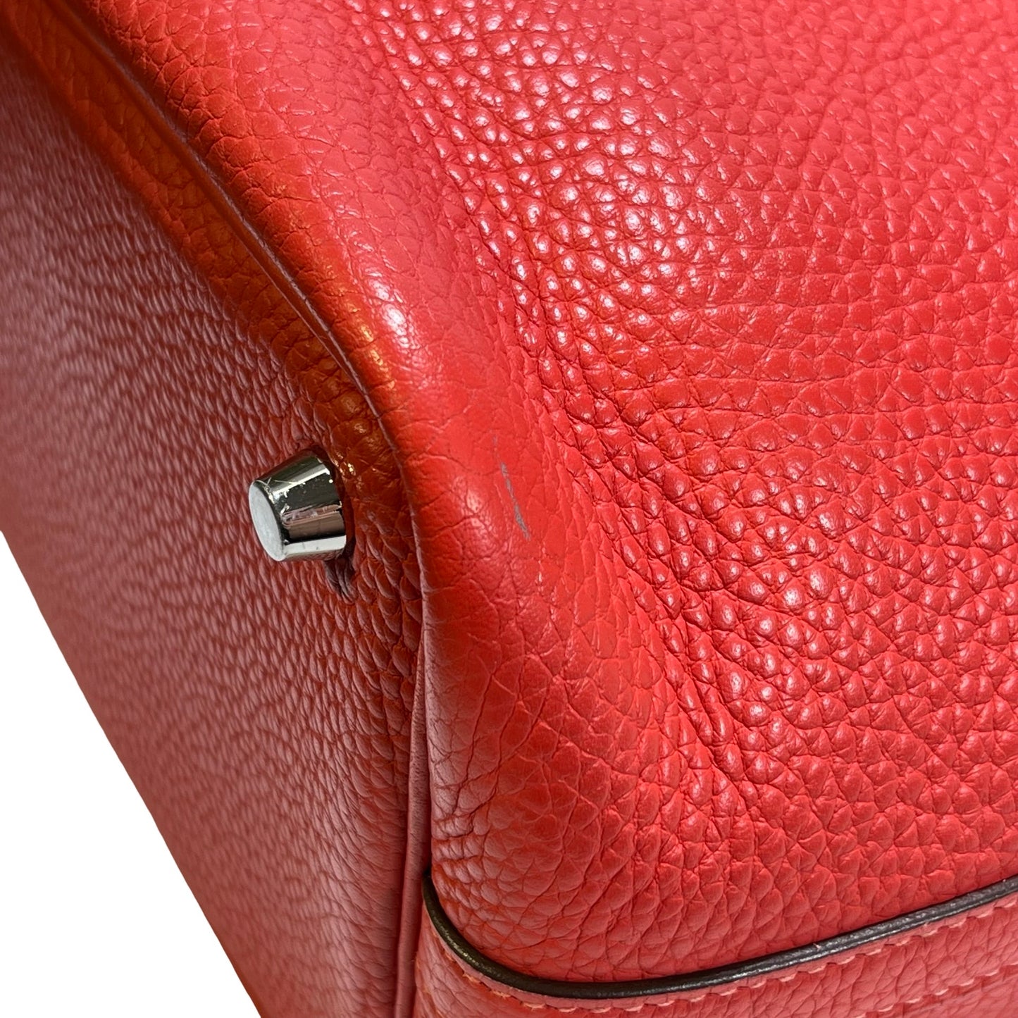 Used HERMES Calfskin Leather Picotin Clutch Pink