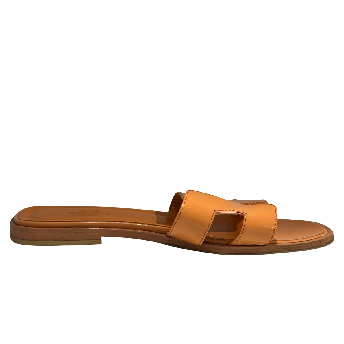 HERMES Smooth Calfskin Leather Oran Heels Gold/Tan