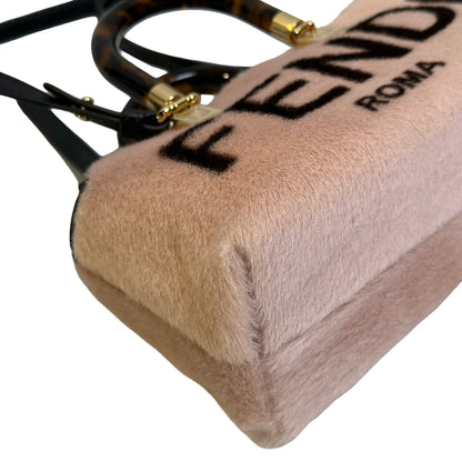 Used FENDI Fur Fendi Roma Logo By The Way Handbag Beige Black