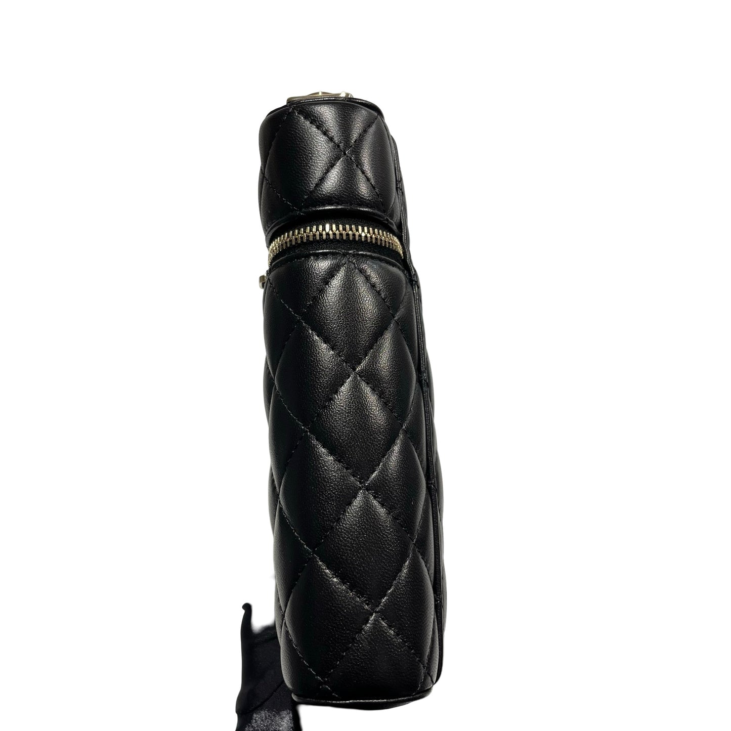 Used CHANEL Lambskin Leather Cross Body Bag Black GHW