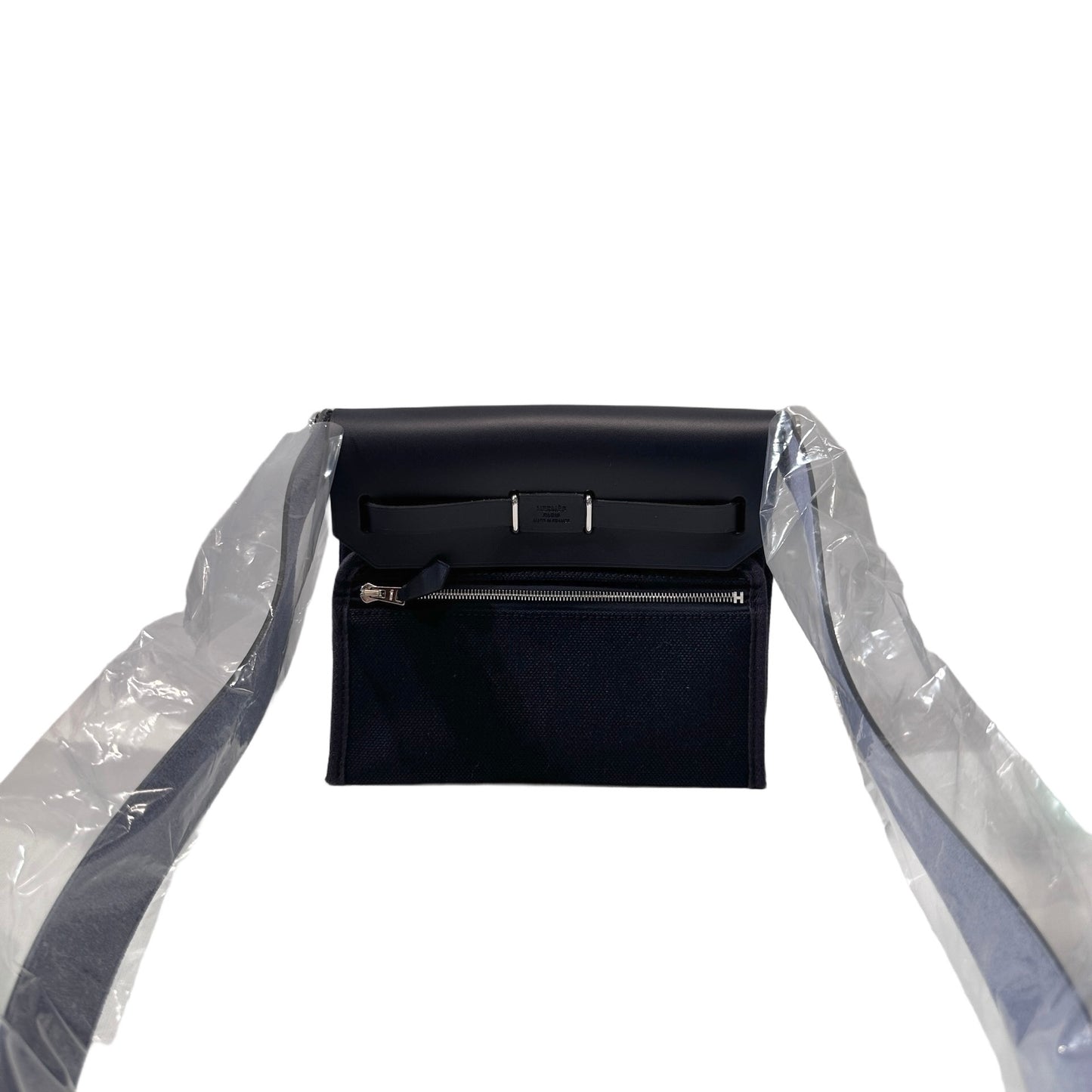 Used HERMÈS Canvas Mini Herbag Cross Body Bag Black PHW