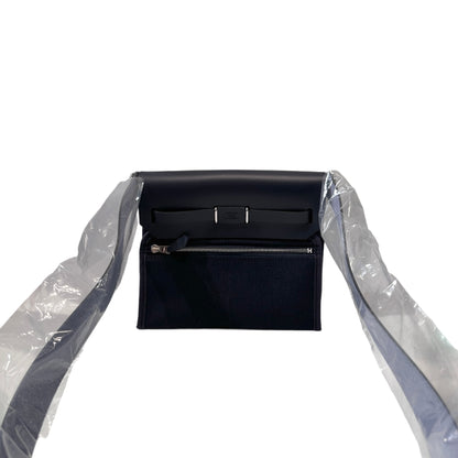 Used HERMÈS Canvas Mini Herbag Cross Body Bag Black PHW